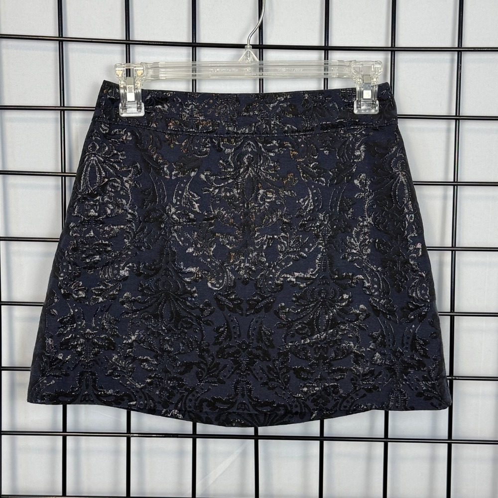 Abercrombie & Fitch Jacquard A-Line Mini‎ Skirt Womens 00 Navy Blue NYE Party